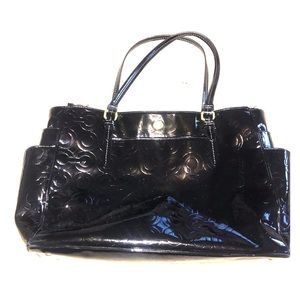 Coach Blk Patent Leather Diaper Bag w/Cardholder